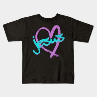 I Love Jesus Vintage 80's & 90's Blue and Purple Kids T-Shirt